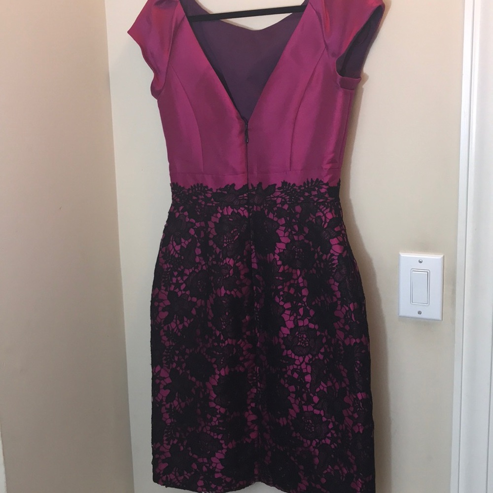 Love Fuchsia Dress with Black Lace Overlay Size 8 - Picture 5 of 8